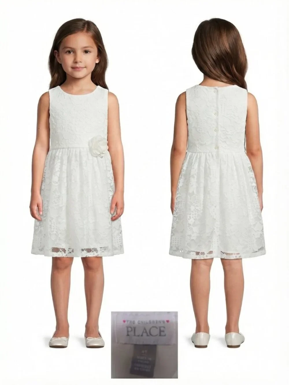 The Children's Place All White lace Flower Girl / Special Occasion Dress 4T